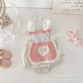 Summer lightweight baby romper - cute bunny sleeveless triangle bodysuit for baby girls - korean style summer outfit for outdoor wear - trendy