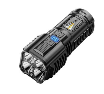 Cross-border new multi-function strong light flashlight remote shooting plastic LED portable mini charging digital display magnetic small flashlight