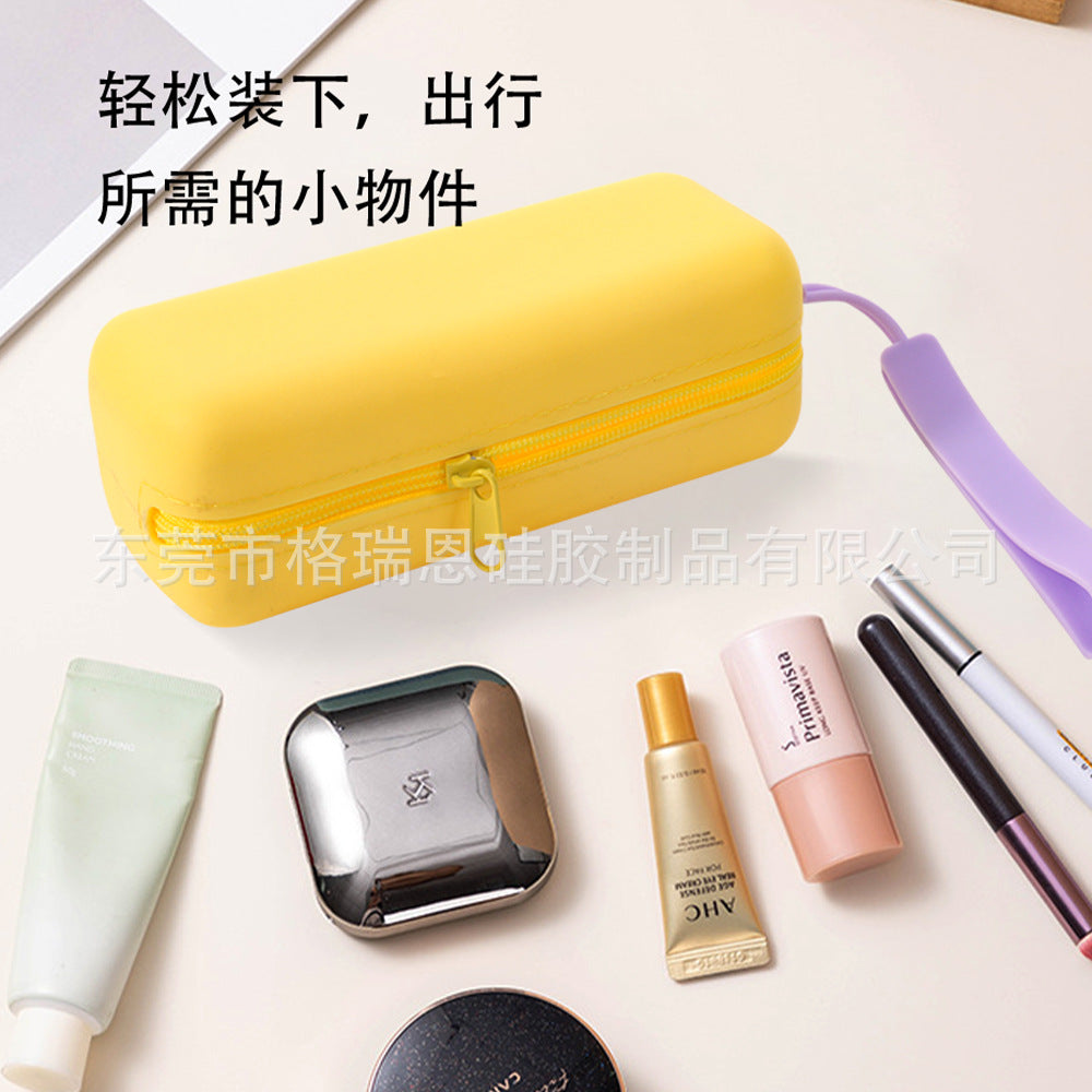 Simple mini portable creative silicone storage bag cosmetic bag portable pencil bag rectangular silicone bag