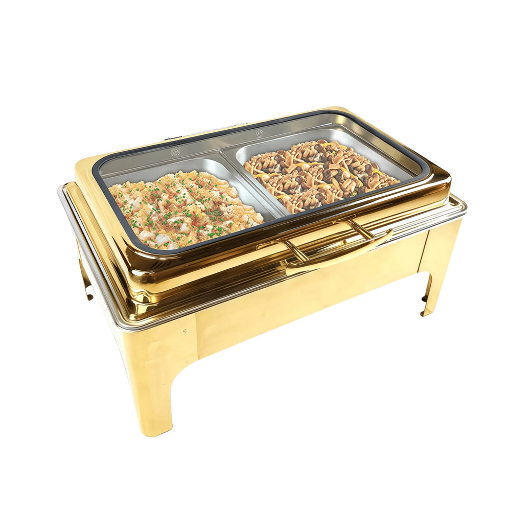 Stainless steel luxury restaurant hotel wedding buffet warmer set - fuel heated 9l gold food warmer