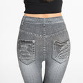 Wish hot-selling summer distressed print faux denim leggings -  cross-border hot seller, thin, high-stretch, all-in-one pants