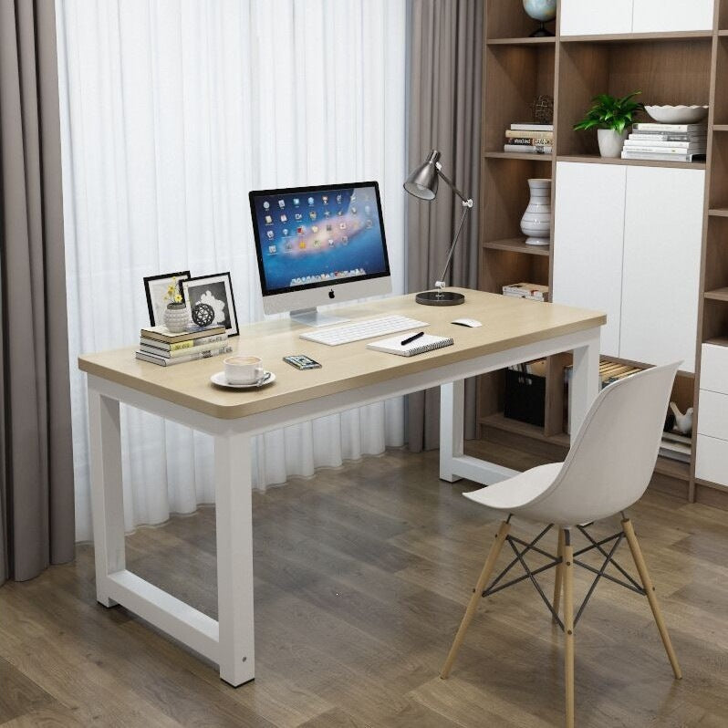 Rounded corner computer desk - desktop home student study table - commercial bean bag desk - modern minimalist office desk