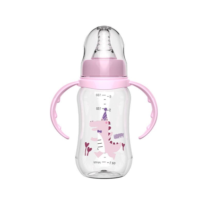 English boxed baby bottle, newborn anti-drop pp bottle, baby anti-choking and anti-flatulence with handle mark mouth bottle