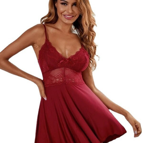 Midnight charm: wholesale sexy lingerie - lace see-through temptation dress (style 2223)