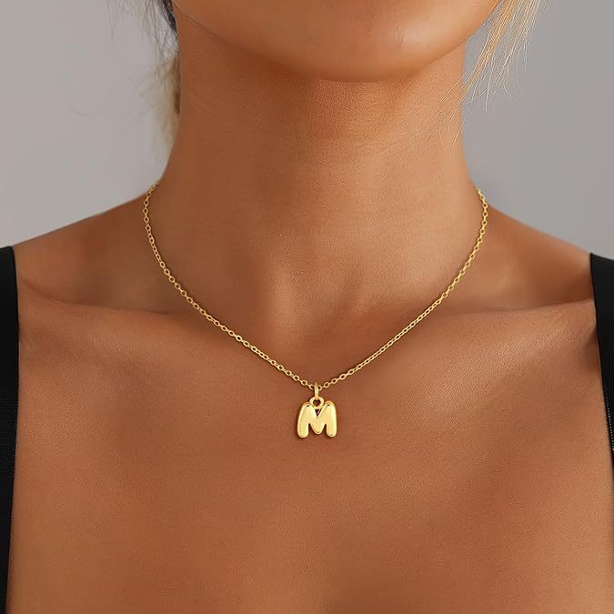 European and american cross-border new fashion 26 letter necklace bubble thick letter pendant necklace women's banquet clavicle chain