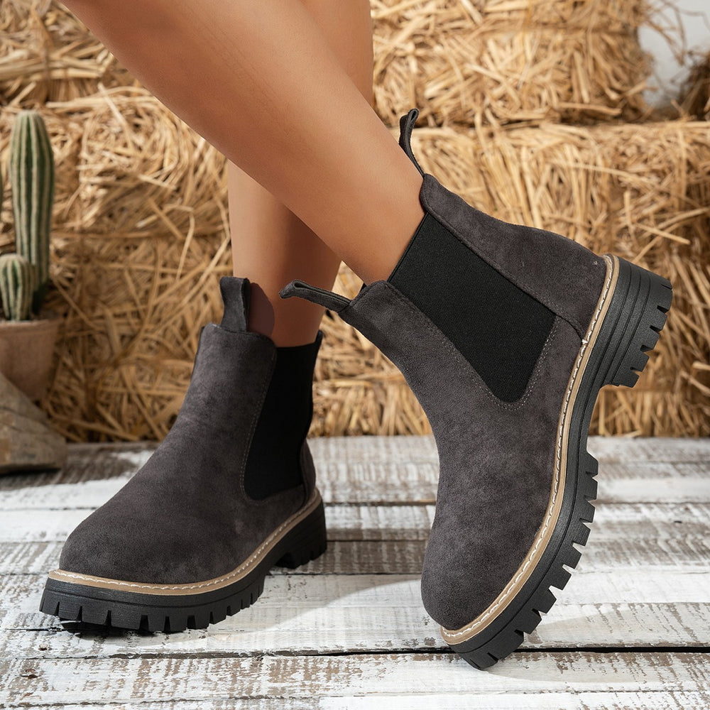 plus size short boots for women fall and winter new arrival square heel suede boots casual round toe sleeve export women's boots wholesale