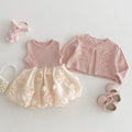 New arrival baby girl style princess baby autum bag butt skirt suit first birthday long sleevestwo-piece set cake bag butt skirt
