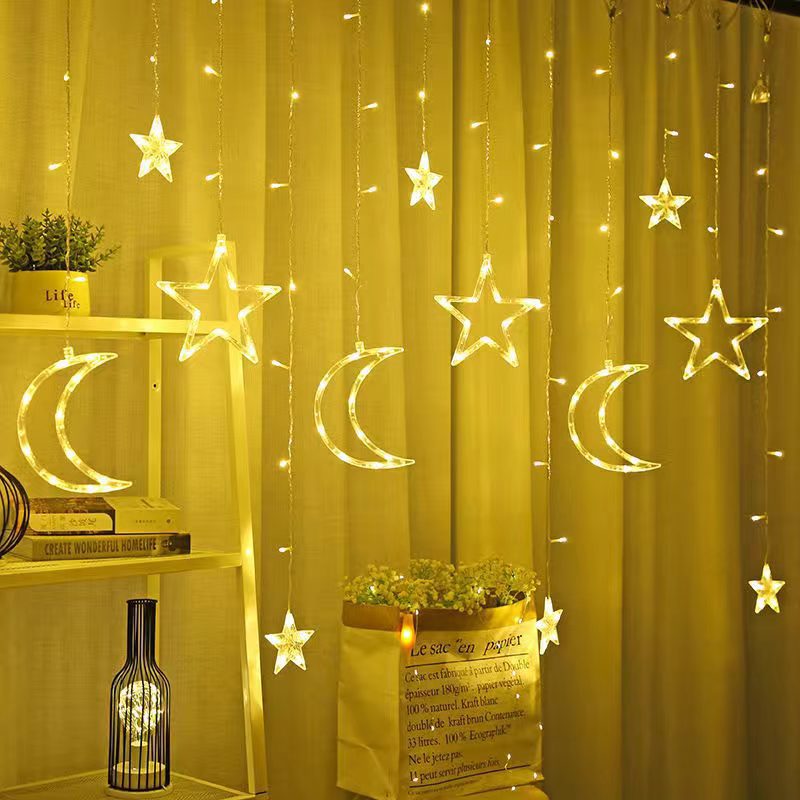 Led  star and moon lights flashing lights string lights Gypsy curtains lights birthday room decorative lights star lights