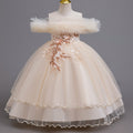 New arrival: children's princess dress - off-the-shoulder wedding gown, piano recital dress, baby girl dress for export