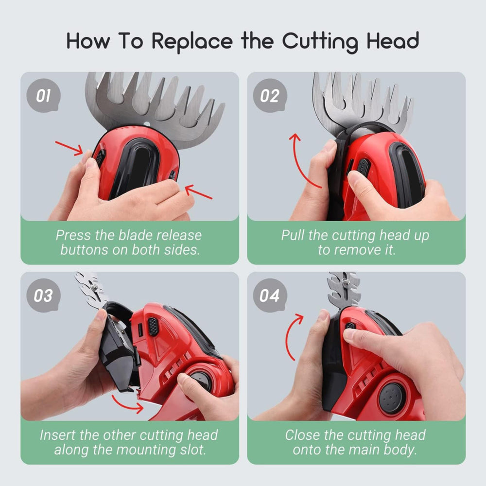 Lithium battery powered cordless pruning shears, grass trimmer, hedge trimmer - one-handed electric hedge trimmer for pruning, trimming, greening, and gardening