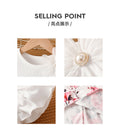 girls' white printed dress with flutter sleeves, 3d floral appliqués, cinched waist, and flared skirt - cute summer dress for kids