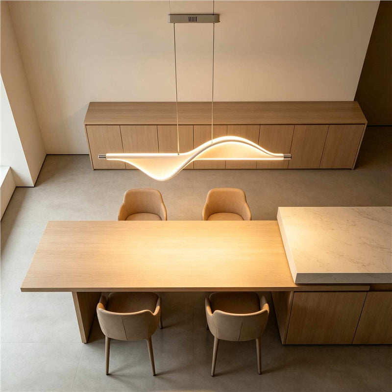 Nordic bench pendant light - linear dining table lamp - modern minimalist bar counter light - dining room, front desk, and cashier counter decoration