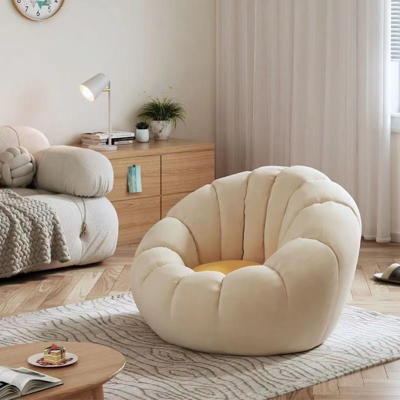 Cream style lazy sofa can lie down and sleep pumpkin casual chair cashmere fabric single sofa light gray stuffed