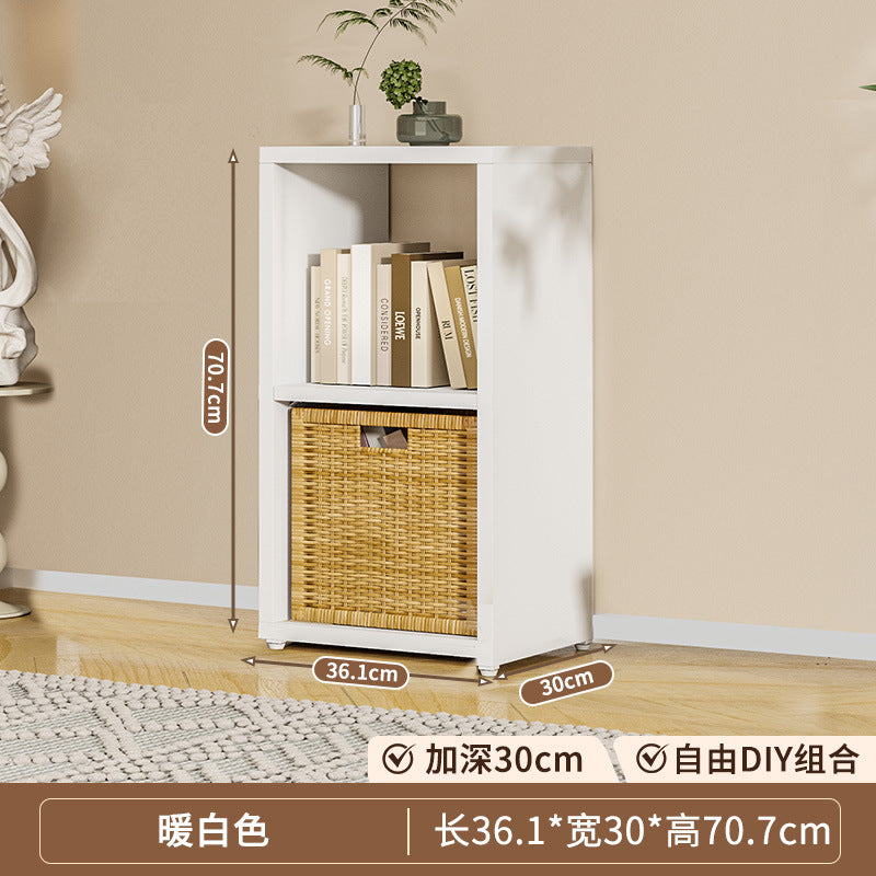 Steel grid cabinet - freestanding modular bookshelf for home living room, kids' storage, picture book organizer, and low cabinet