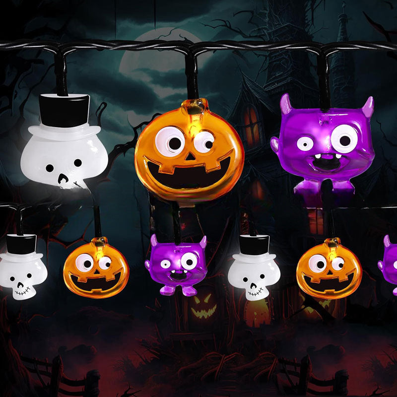 New Halloween light string skull ghost horror decorative lights ghost festival atmosphere small lights battery box pumpkin lights
