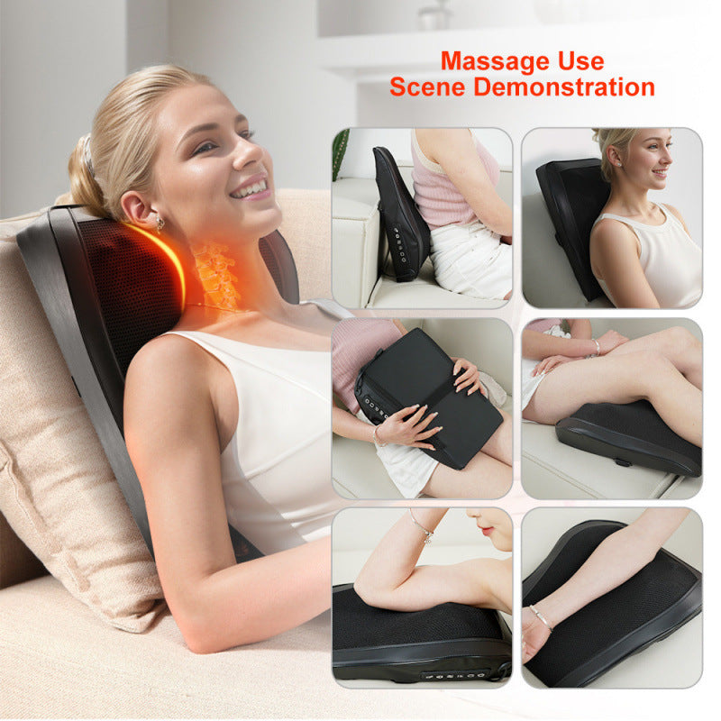 Waist massager english car lumbar support amazon cross-border kneading back shoulder and neck cervical spine massage pillow neck and lumbar spine