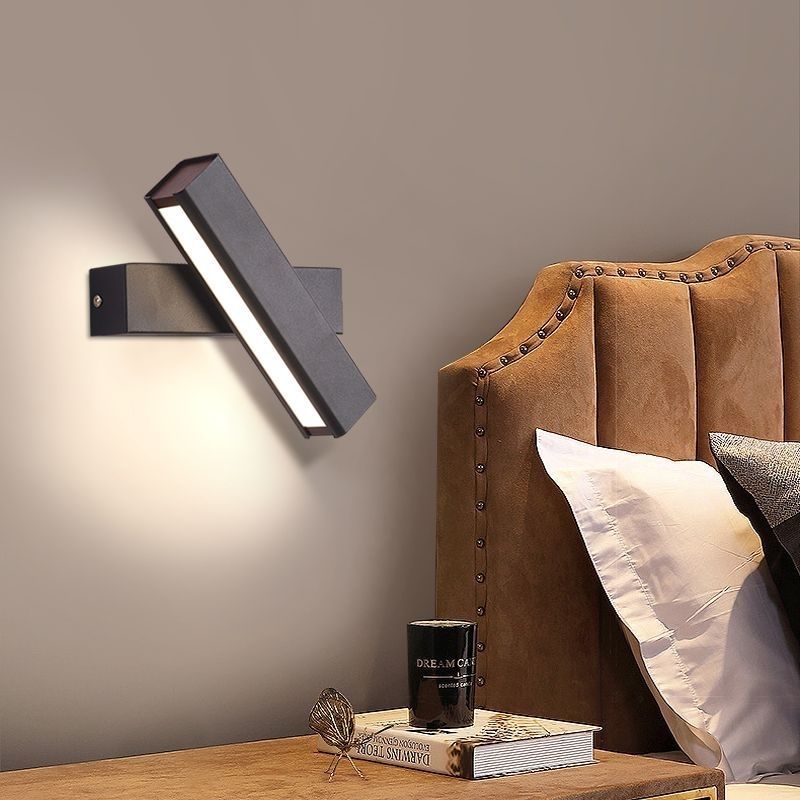 Bedroom bedside wall lamp modern minimalist living room background wall study room track creative rotating lighting fixture