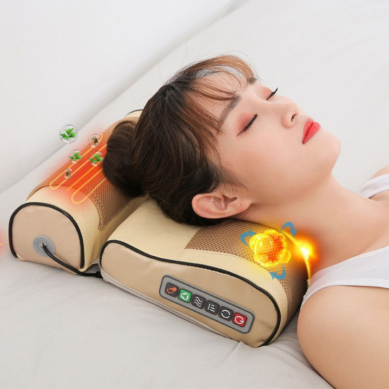 Cervical spine massager neck massage pillow heating lumbar lumbar hot compress multifunctional massager kneading pillow for home
