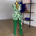 European and american cross-border women's fashion  summer new arrival: elegant blazer collar waist-cinching vest high-waisted pants fashion set