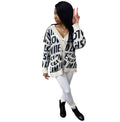 European and american cross-border women's clothing:  &  winter new arrivals - casual, loose-fit, letter print cardigan knit sweater tops