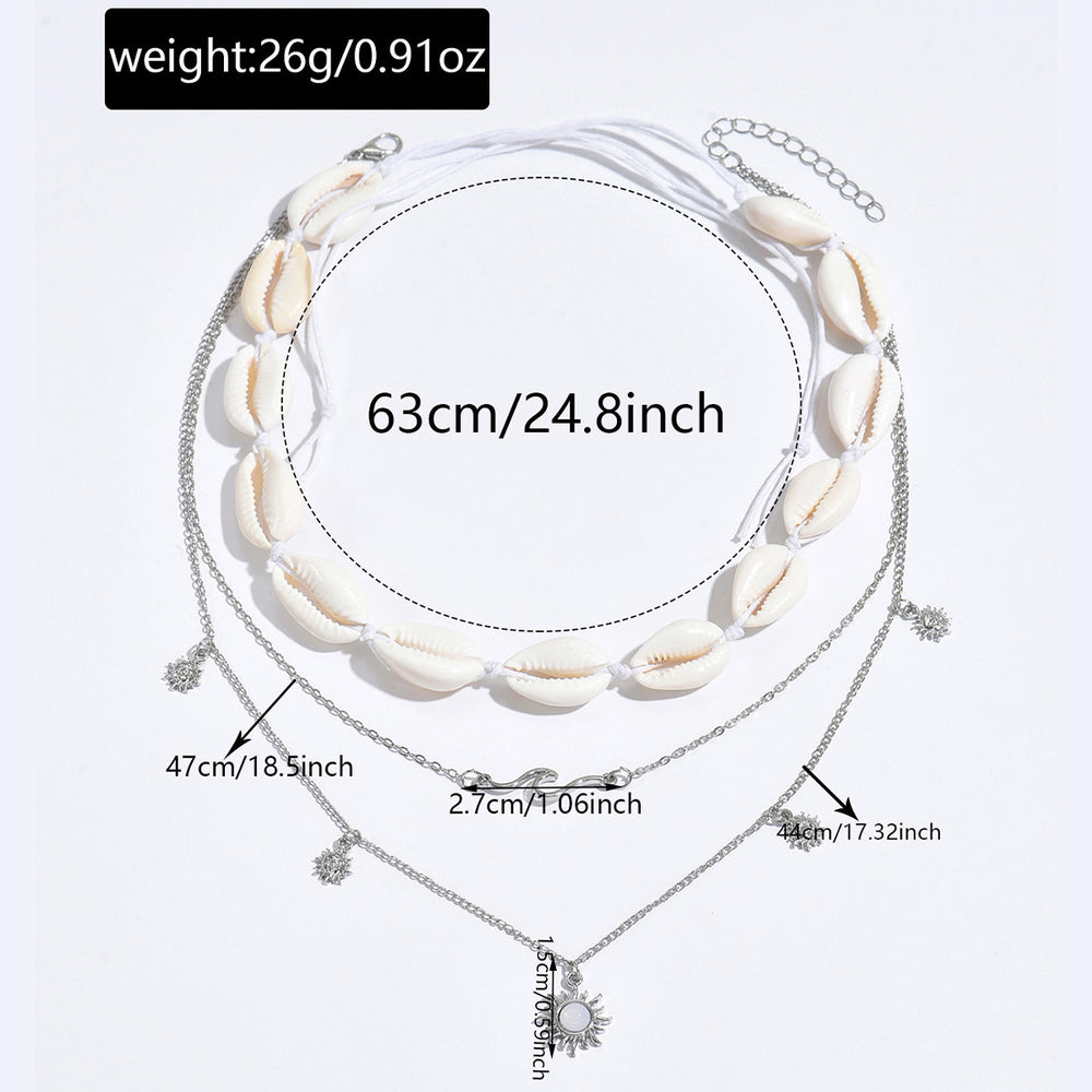 Wholesale beach sun necklace - european & american cross-border jewelry - versatile vacation style - seashell beaded multi-layer necklace with unique design
