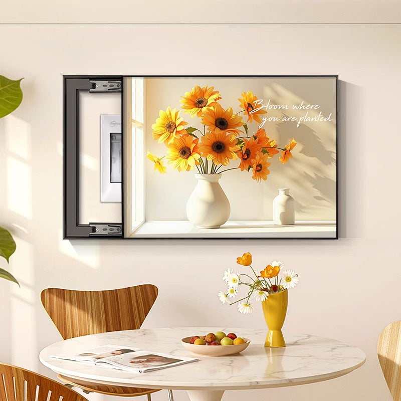 French cream air meter box decorative painting modern simple distribution box blocking hanging painting advanced sense 2025 new