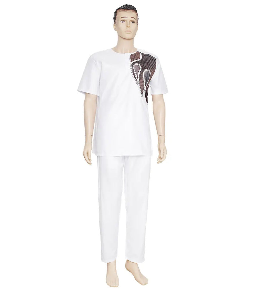 e-commerce  ready-made men's short-sleeved + trousers two-piece set for couples