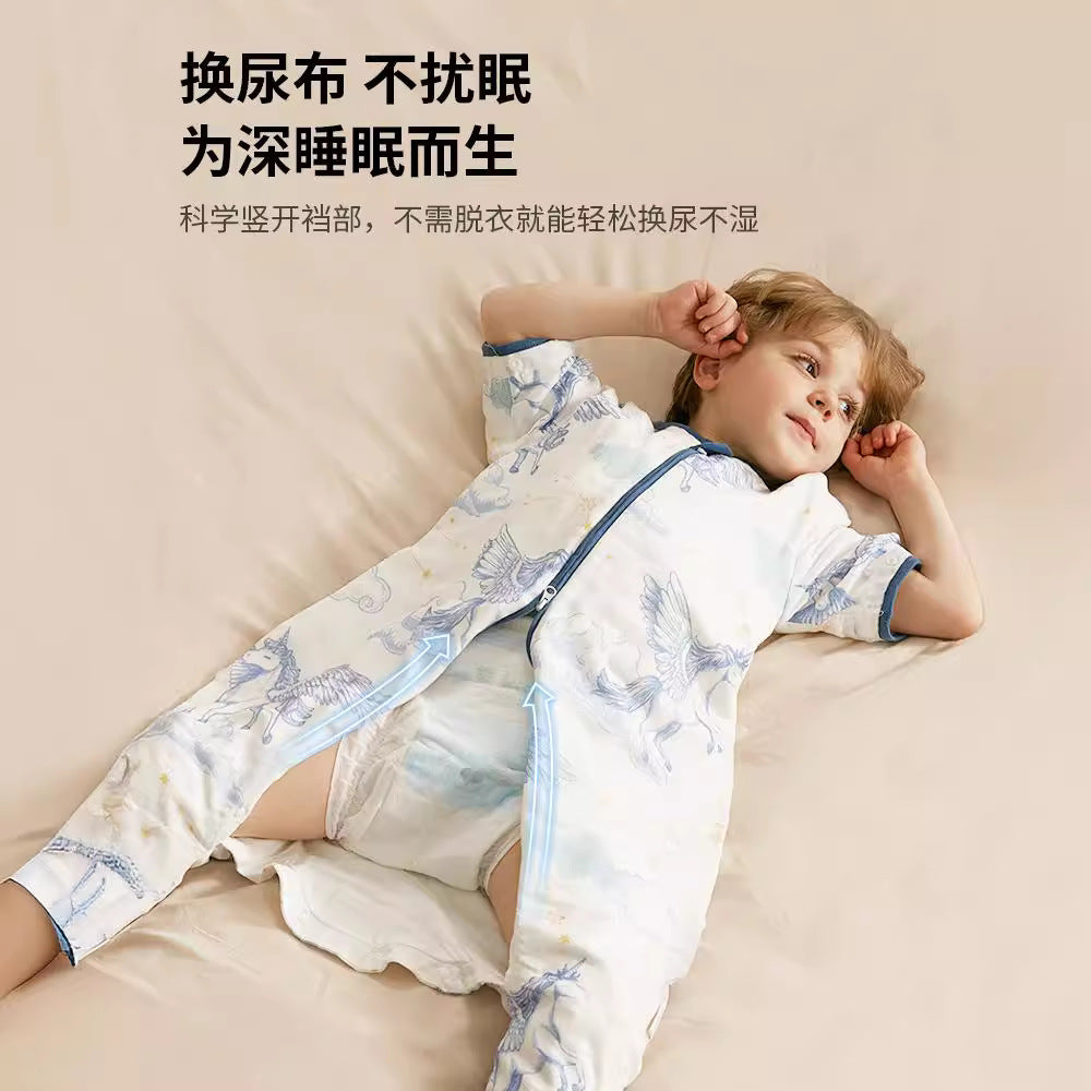 Baby sleeping bag - spring/autumn style, anti-kick quilt, gauze fabric, baby split-leg design, summer lightweight, all-season universal for infants and toddlers