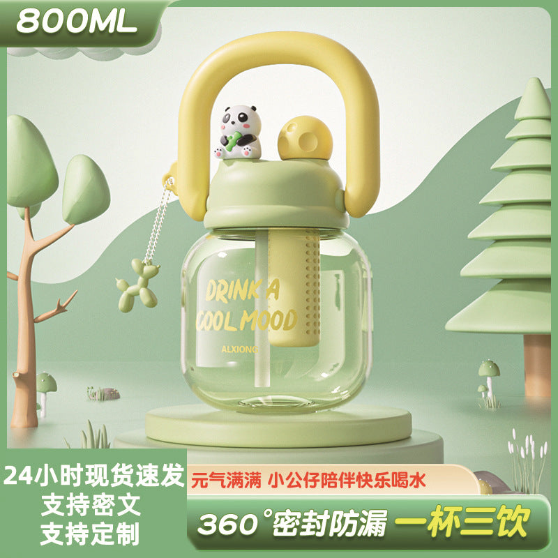 New arrival, good-looking summer large-capacity ton cup, double drinking cup, girls' carrying kettle, cross-border straw cup, space cup