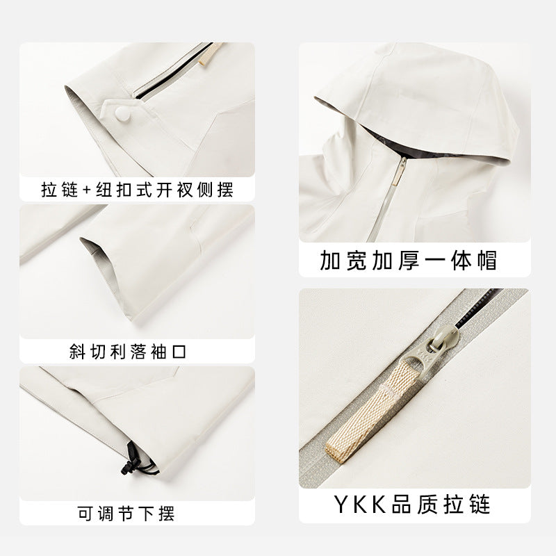 Unisex ykk zipper wear-resistant breathable hiking jacket - triple-proof heat-sealed color block hooded windbreaker daw056