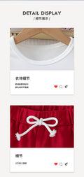 Kids' summer outfit: white letter print t-shirt & red active shorts set (sizes for mid-to-large children)