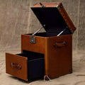 Second-hand style retro oil wax leather suitcase coffee table table old-fashioned creative genuine leather side table corner bedside table storage cabinet