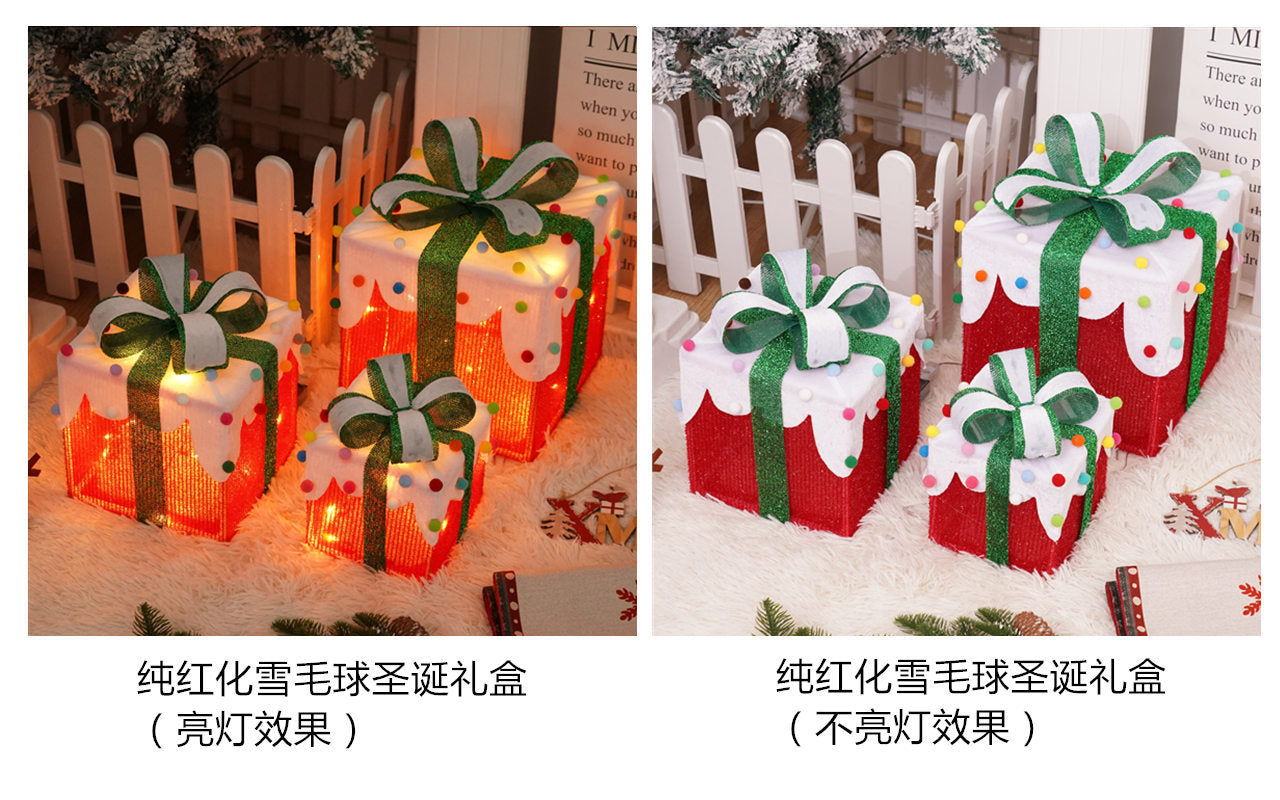 Christmas atmosphere must-have new folding Christmas gift box three-piece set, couple romantic atmosphere props gift decoration