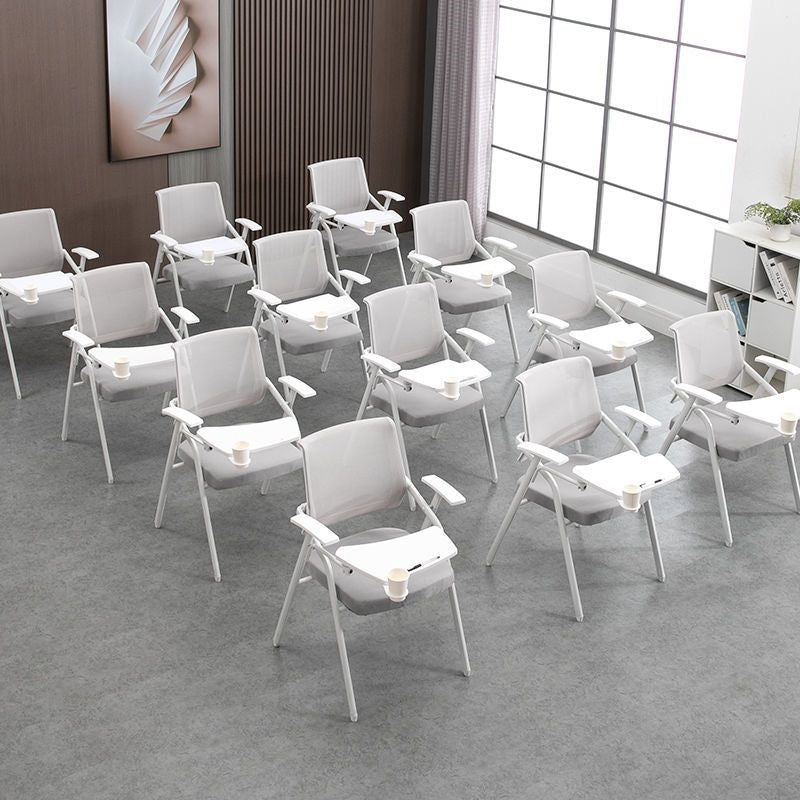 High-end training chair with tabletop, foldable with writing board, white office conference room desk and chair combo, conference chair