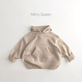 Hoodie: practical, stylish korean-style kids' sweater for autumn and winter. chic solid color, retro casual knit hoodie for baby boys and girls