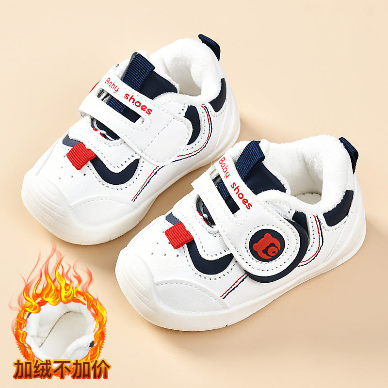 Toddler shoes for baby boys 0-1-3 years old, autumn/winter infant and toddler shoes for baby girls, soft sole non-slip, fleece-lined, extra thick cotton shoes
