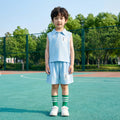 summer new boys' suit: breathable sleeveless top with turn-down collar design, stylish and casual two-piece set for kids