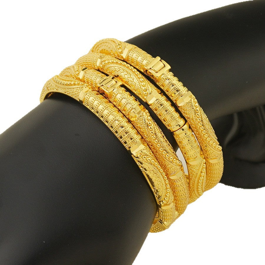middle eastern 24k gold-plated copper sanskrit bangle for women, suitable for brides, weddings, parties, and everyday wear