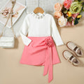 fashionautumgirl beaded long sleevestops with fashionstereo flower skirt pants two-piece set for children and young women