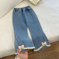 new year's girls' denim jeans - 3d bowknot flare leggings - trendy and stylish jeans for baby girls