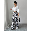 cross-border new women's fashion printed set, elegant two-piece outfit