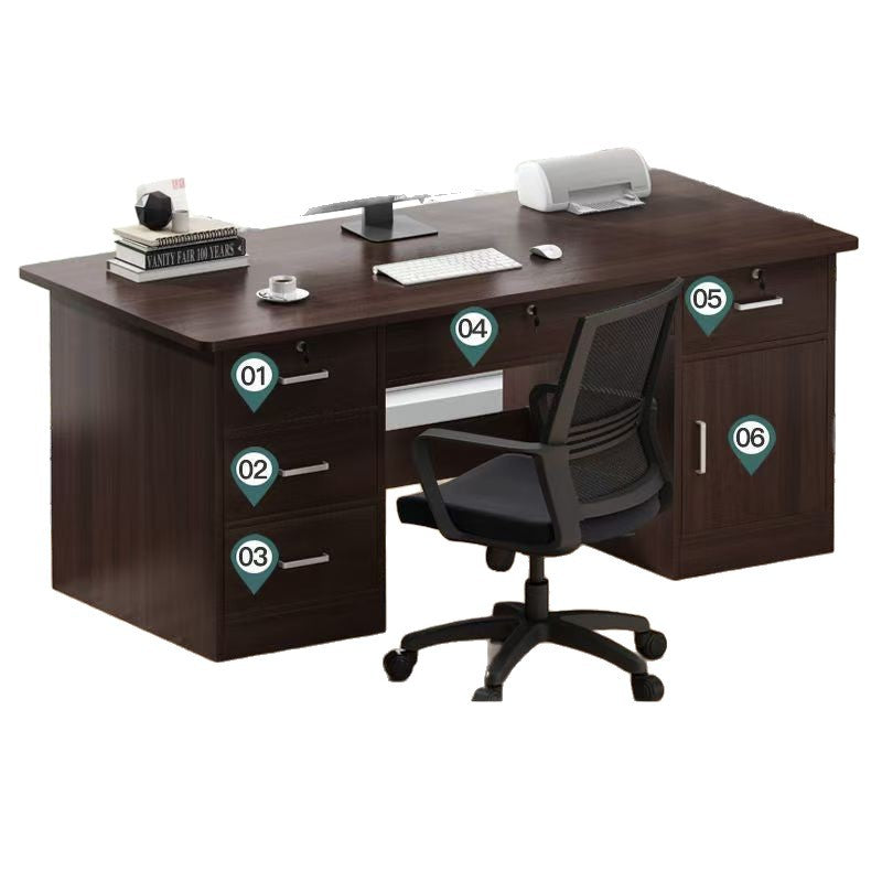 Computer desk set - modern minimalist home office desk and chair with drawer - single person office desk