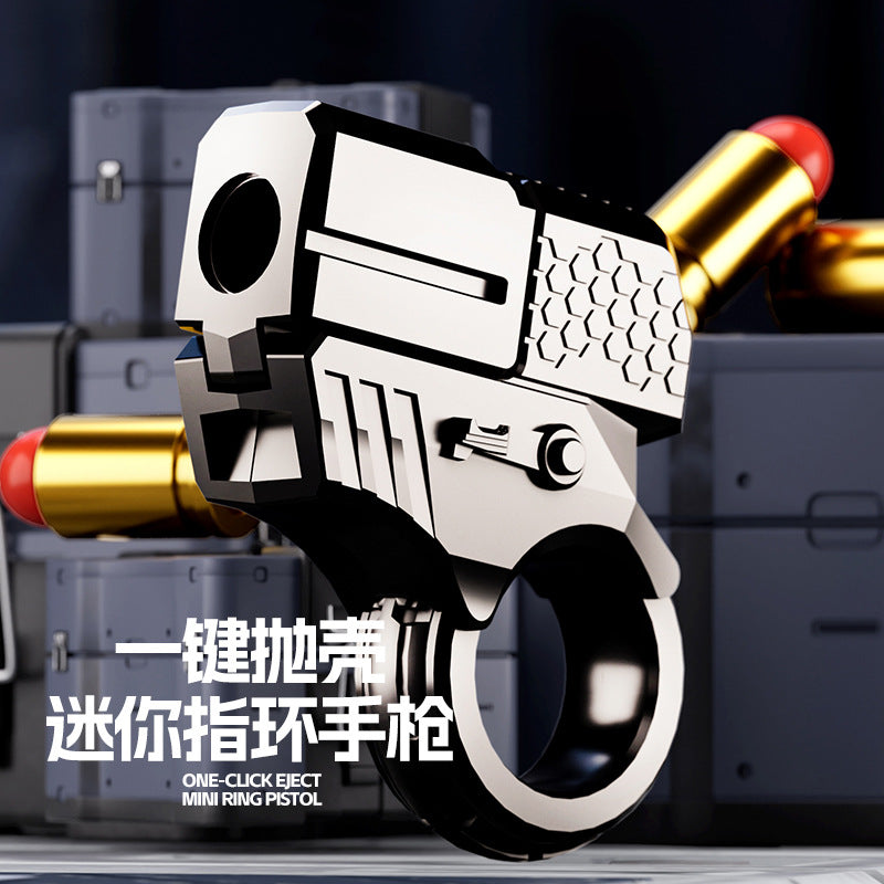 New arrival cross-border alloy adult creative trendy alloy finger gun can launch shell ejection soft bullet gun folding toy gun