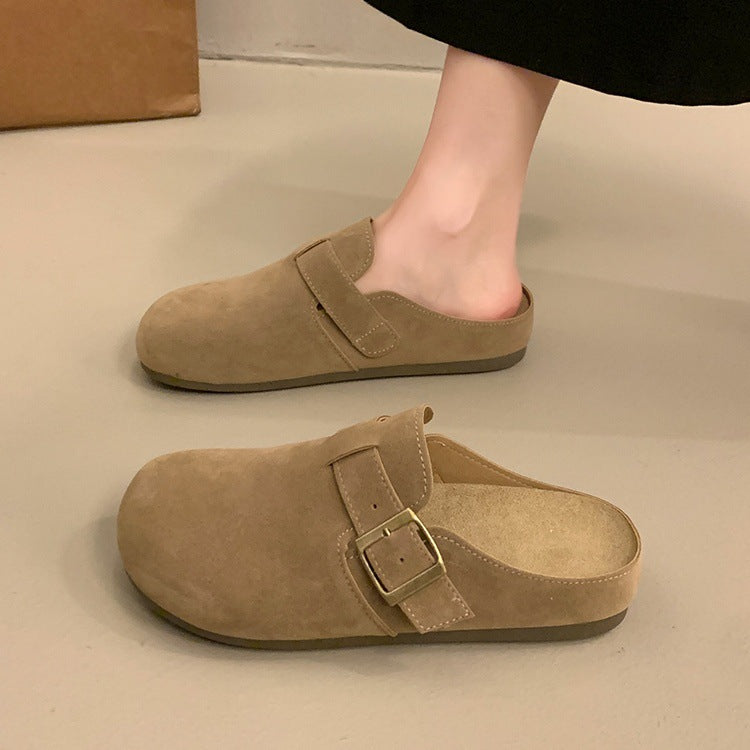 Soft bottom birkenstock shoes women's thick sole slippers outwear 2026 spring and summer new arrival one-leg birkenstock toe-cap half slippers sandals