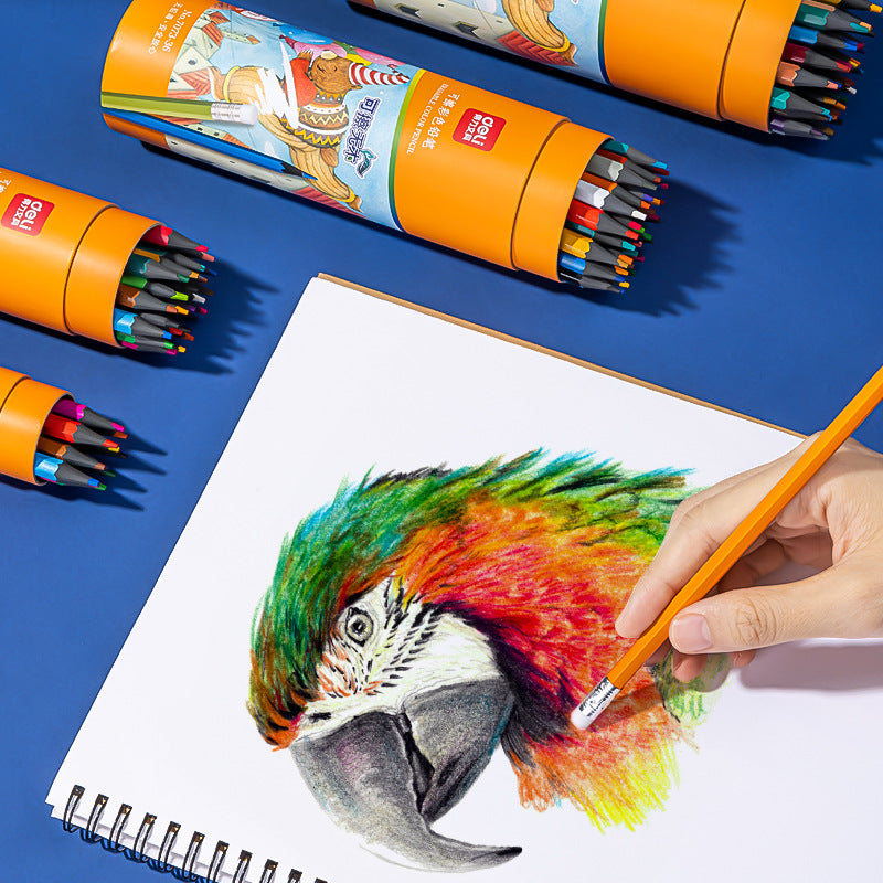 Deli 7073 Color Pencil Oil Erasable Color Pen Painting Pen Hexagonal Rod Eraser Head Color Pencil Painting Pen