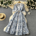 Cool wind classydressnew arrivalfrenchretroelegancelaceembroider waist long dress dress
