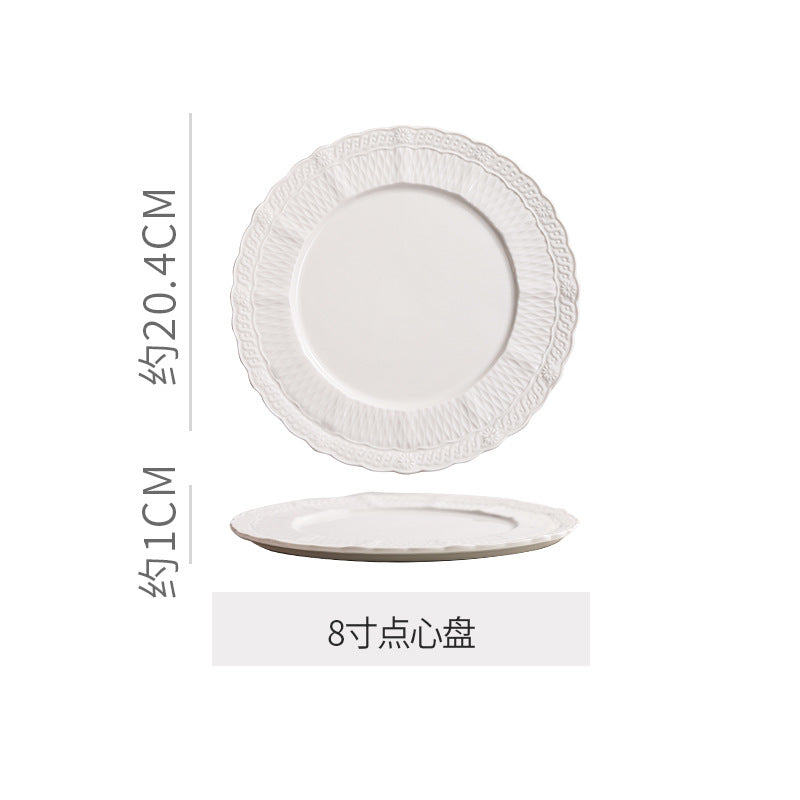 European-style embossed ceramic double-layer serving tray - perfect for home, snacks, desserts, cakes, creative wedding decor, living room, and pastry presentation