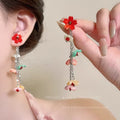 Sakura renewal ~ suitable for spring colorful tassel flower earrings for women, high-end earrings, beautiful dopamine earrings
