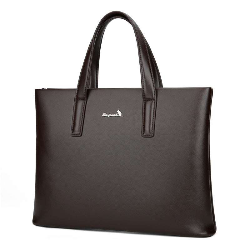 New briefcase men's horizontal Oxford cloth large-capacity business handbag bag leather bag men's file bag handbag