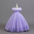 export girls' elegant evening gown long fluffy skirt children's runway piano performance tutu dress